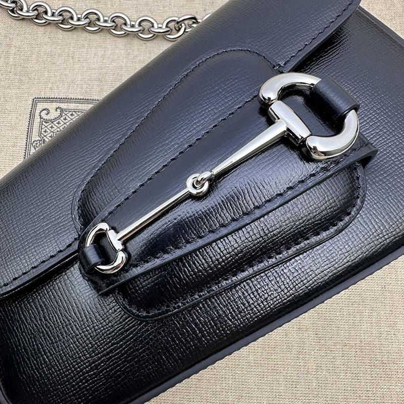 グッチ バッグ 未使用品 GUCCI ホースビット 1955 ミニ ショルダーバッグ 774209 1DB0N 1000 ブラック ハイブランド レディース - 画像 (6)