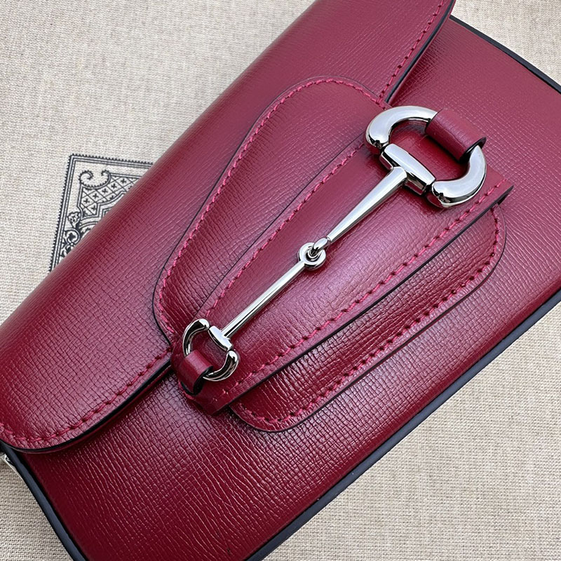 グッチ バッグ 未使用品 GUCCI ホースビット 1955 ミニ ショルダーバッグ 774209 1DB0N 6207 ロッソ アンコーラ ハイブランド レディース - 画像 (6)
