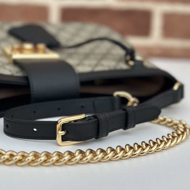 グッチ バッグ 未使用品 GUCCI パドロック GG ミディアム ショルダーバッグ 795113 KHNKG 9765 ベージュ&ブラック ハイブランドバッグ 人気ランキング - 画像 (4)