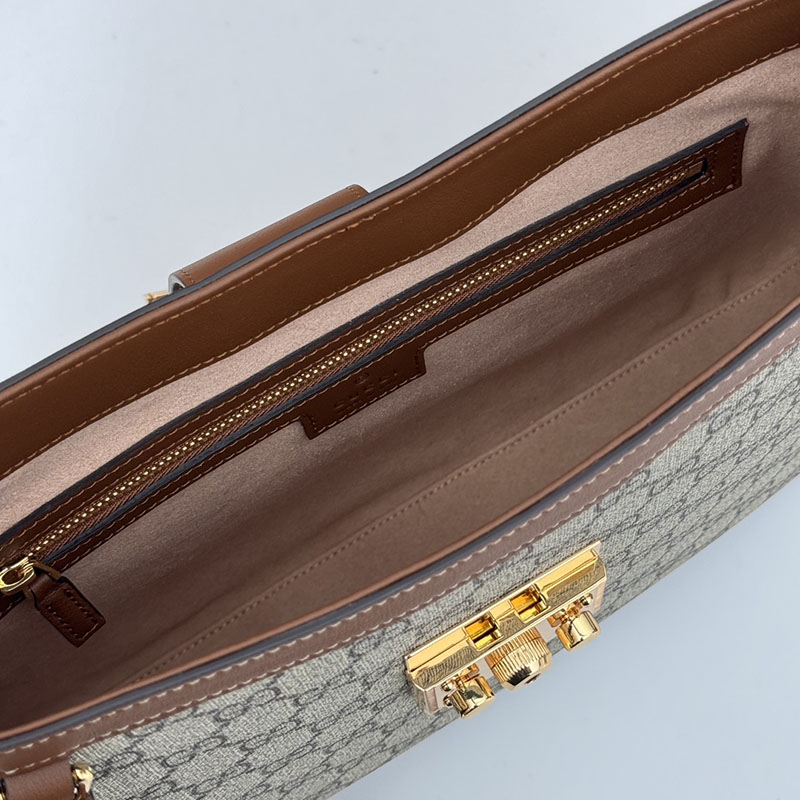 グッチ バッグ 未使用品 GUCCI パドロック GG ミディアム ショルダーバッグ 795113 KHNKG 8534 ベージュ&ブラウン ハイブランドバッグ 人気ランキング - 画像 (2)