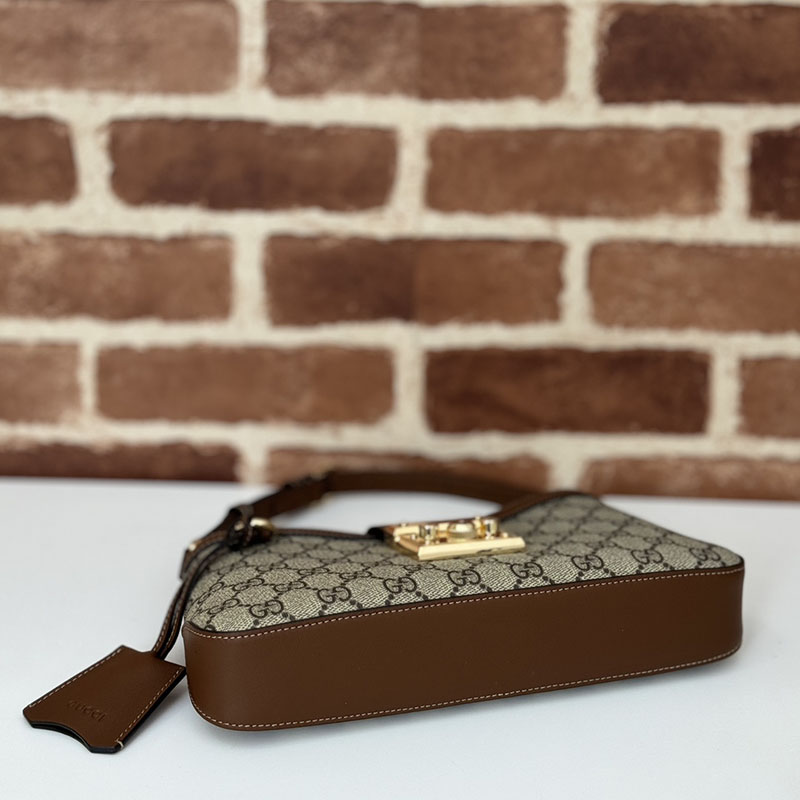 グッチ バッグ 未使用品 GUCCI パドロック スモール ショルダーバッグ 811705 KHNKG 8534 ベージュ&ブラウン レディース ハイブランド バッグ - 画像 (7)