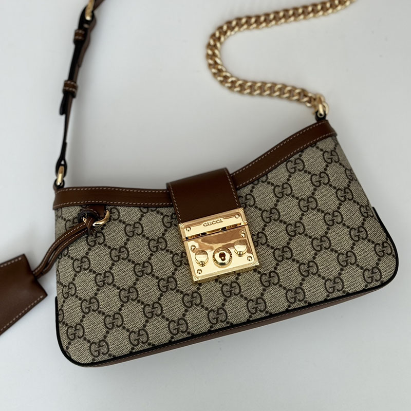 グッチ バッグ 未使用品 GUCCI パドロック スモール ショルダーバッグ 811705 KHNKG 8534 ベージュ&ブラウン レディース ハイブランド バッグ - 画像 (6)