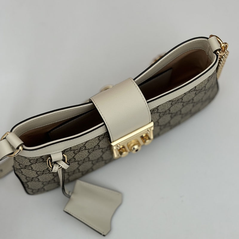 グッチ バッグ 未使用品 GUCCI パドロック スモール ショルダーバッグ 811705 KHNKG 9641 ベージュ&ホワイト レディース ハイブランド バッグ - 画像 (3)
