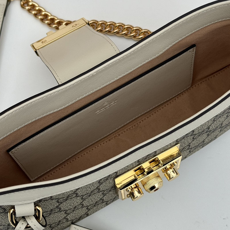 グッチ バッグ 未使用品 GUCCI パドロック スモール ショルダーバッグ 811705 KHNKG 9641 ベージュ&ホワイト レディース ハイブランド バッグ - 画像 (2)