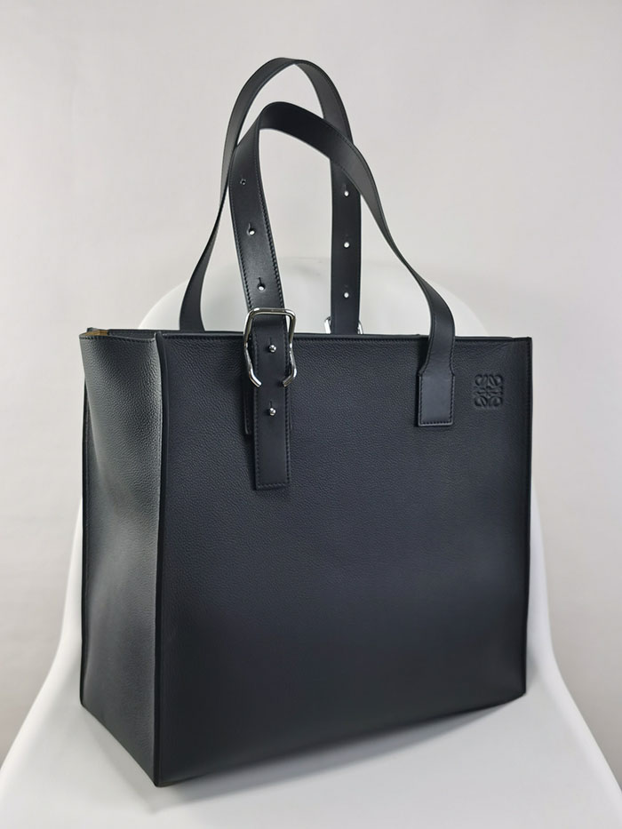 ロエベ トートバッグ 人気 LOEWE バックル ジッパー トートバッグ B692K99X02-5544 ディープネイビー ソフトグレインカーフ シルバー金具 - 画像 (9)