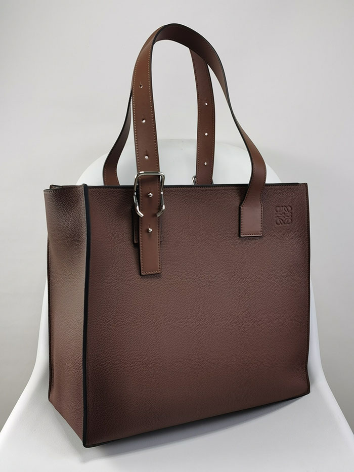 ロエベ トートバッグ 人気 LOEWE バックル ジッパー トートバッグ B692K99X02-7240 ダークバーガンディ ソフトグレインカーフ シルバー金具 - 画像 (9)