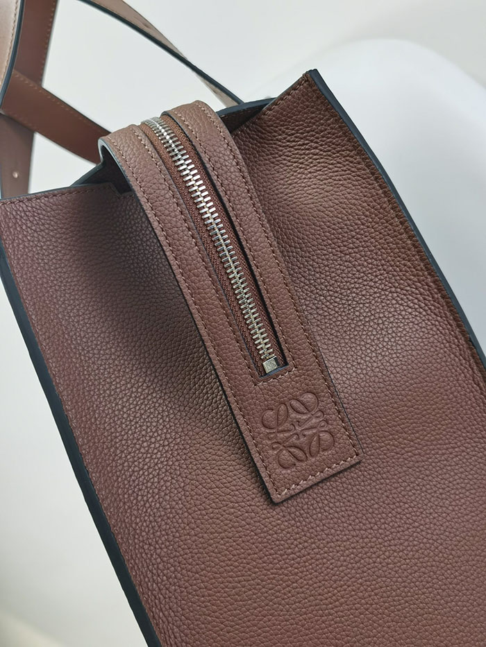 ロエベ トートバッグ 人気 LOEWE バックル ジッパー トートバッグ B692K99X02-7240 ダークバーガンディ ソフトグレインカーフ シルバー金具 - 画像 (7)