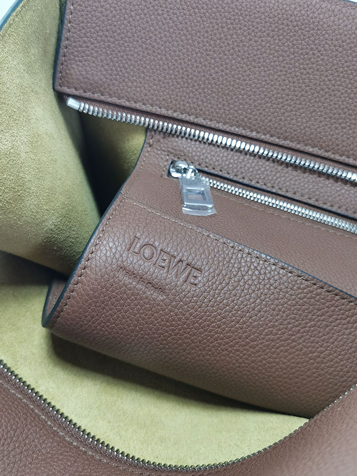 ロエベ トートバッグ 人気 LOEWE バックル ジッパー トートバッグ B692K99X02-7240 ダークバーガンディ ソフトグレインカーフ シルバー金具 - 画像 (3)