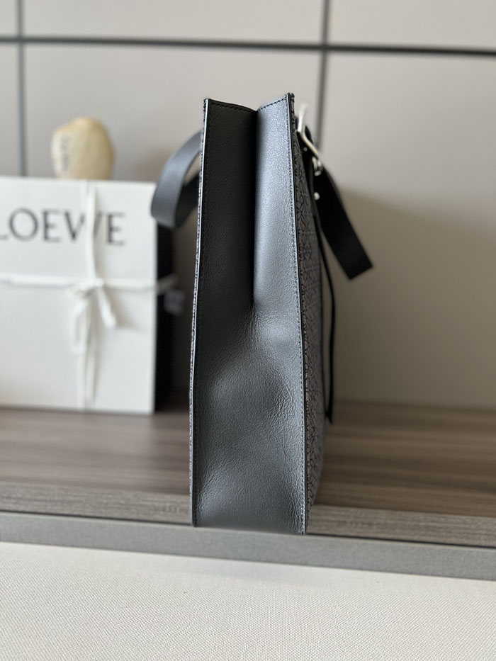 ロエベ 通勤バッグ レディース LOEWE バックル-ホリゾンタル-トート B692K99X02-1100 ブラック クラシックカーフ シルバー金具 - 画像 (9)
