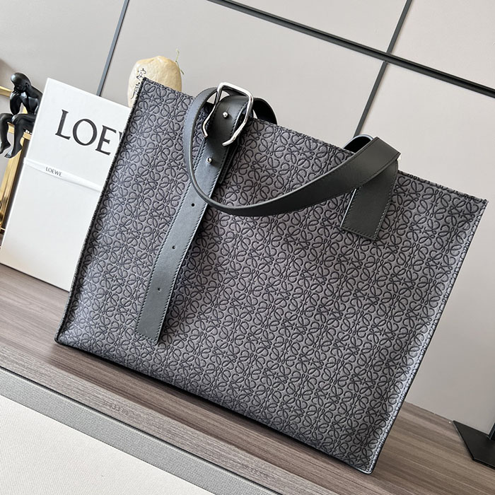 ロエベ 通勤バッグ レディース LOEWE バックル-ホリゾンタル-トート B692K99X02-1100 ブラック クラシックカーフ シルバー金具 - 画像 (8)