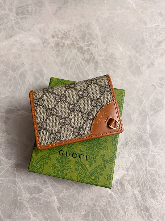 グッチ GGエンブレム ミニ ウォレット 820692 FAD6L 9758 ベージュ&ダークブラウン gucci ミニ財布 人気 - 画像 (4)
