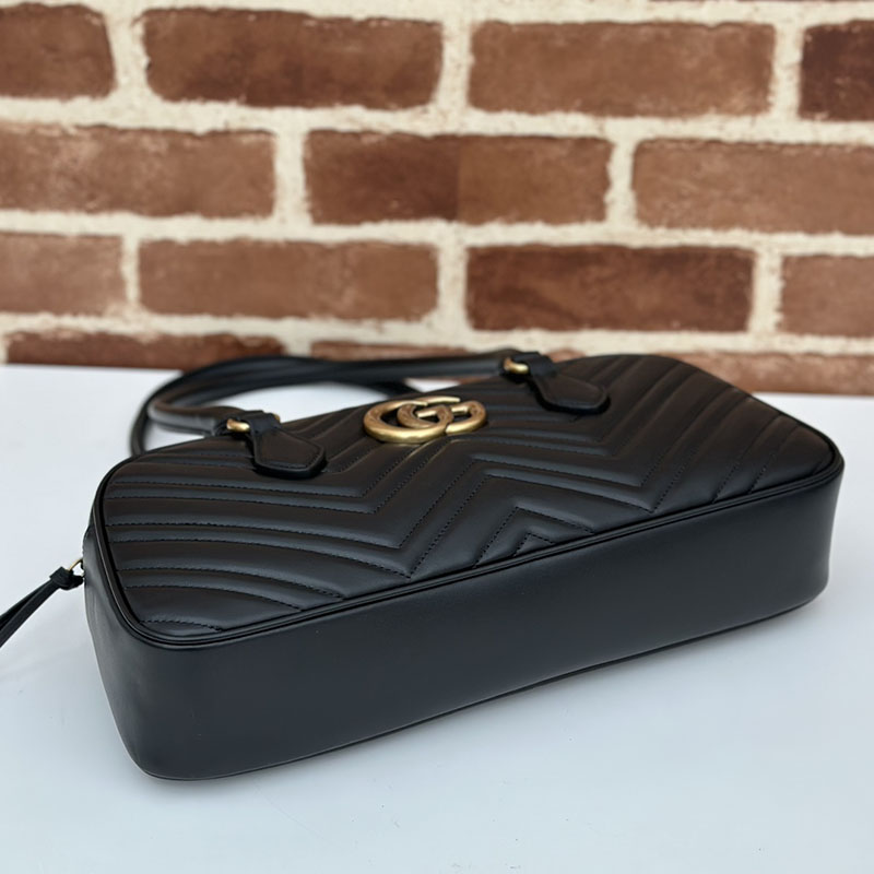 グッチ バッグ 未使用品 GUCCI GGマーモント ミディアム トップハンドルバッグ 795218 AABZB 1000 ブラック 2泊旅行 バッグ レディース 軽い おしゃれ - 画像 (7)