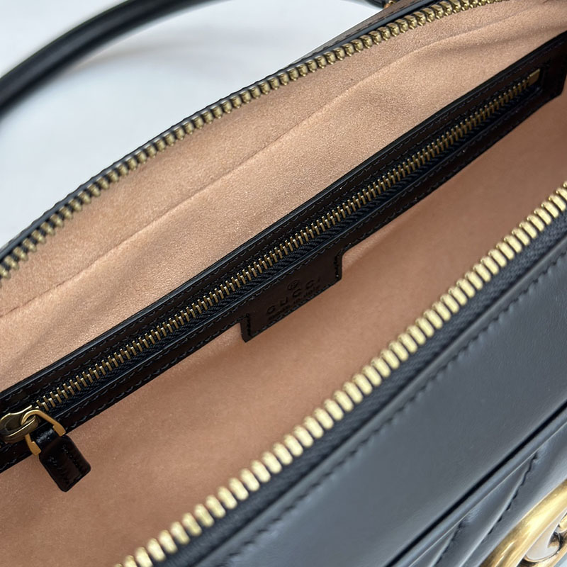 グッチ バッグ 未使用品 GUCCI GGマーモント ミディアム トップハンドルバッグ 795218 AABZB 1000 ブラック 2泊旅行 バッグ レディース 軽い おしゃれ - 画像 (2)