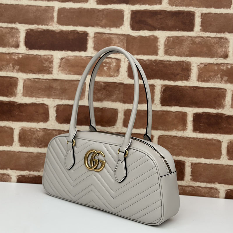 グッチ バッグ 未使用品 GUCCI GGマーモント ミディアム トップハンドルバッグ 795218 AABZB 1440 ライトグレー 2泊旅行 バッグ レディース 軽い おしゃれ - 画像 (9)