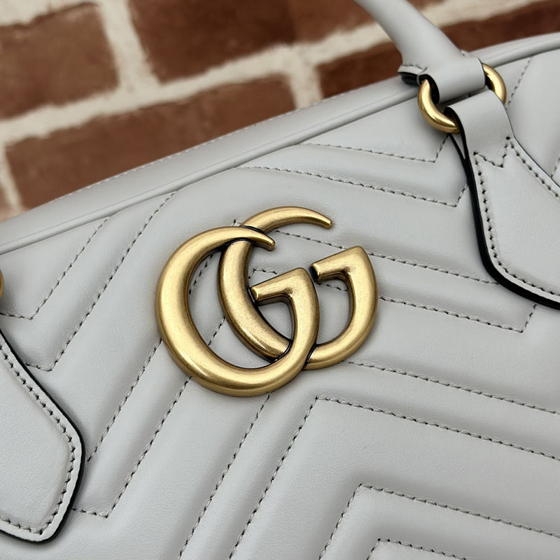 グッチ バッグ 未使用品 GUCCI GGマーモント ミディアム トップハンドルバッグ 795218 AABZB 1440 ライトグレー 2泊旅行 バッグ レディース 軽い おしゃれ - 画像 (6)