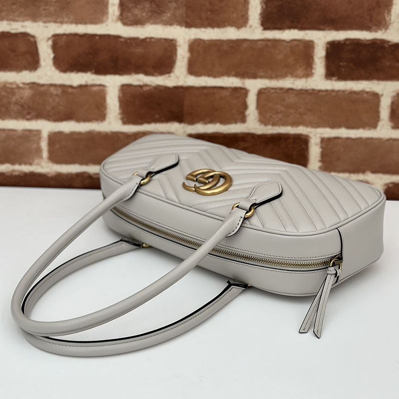 グッチ バッグ 未使用品 GUCCI GGマーモント ミディアム トップハンドルバッグ 795218 AABZB 1440 ライトグレー 2泊旅行 バッグ レディース 軽い おしゃれ - 画像 (4)