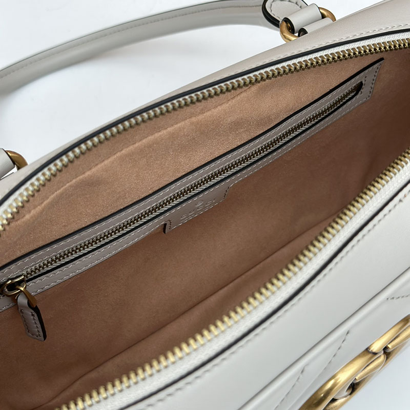 グッチ バッグ 未使用品 GUCCI GGマーモント ミディアム トップハンドルバッグ 795218 AABZB 1440 ライトグレー 2泊旅行 バッグ レディース 軽い おしゃれ - 画像 (2)