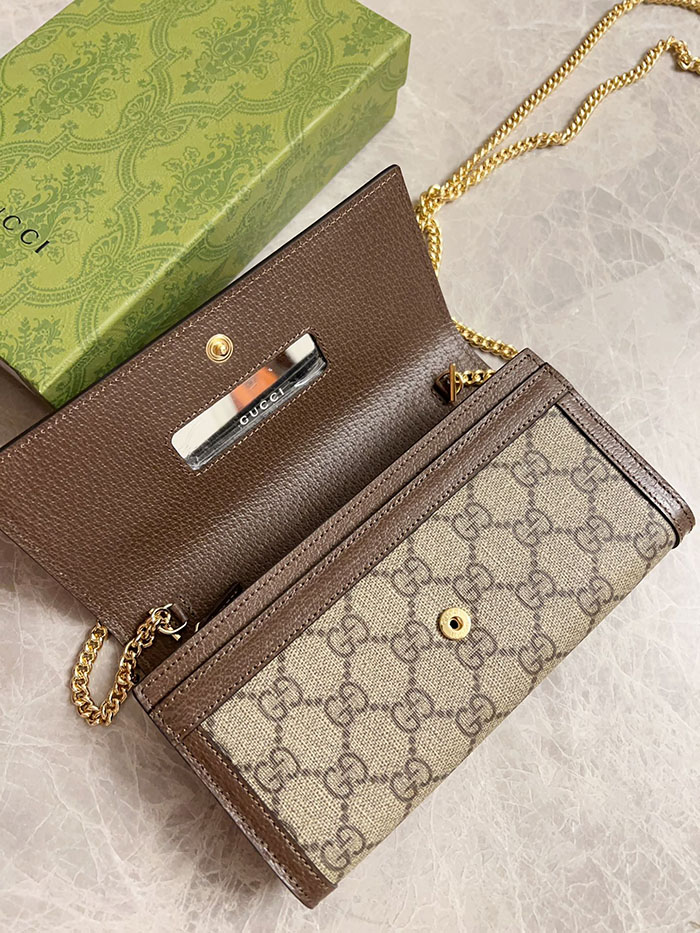 グッチ オフィディア チェーン ウォレット 772309 96IWG 9762 ベージュ&ダークブラウン ゴールド金具 グッチ チェーンウォレット 口コミ - 画像 (7)