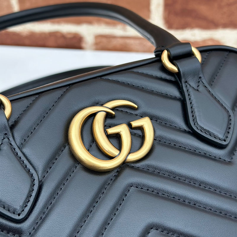 グッチ バッグ 未使用品 GUCCI GGマーモント スモールトップハンドルバッグ 795199 AABZB 1000 ブラック 一泊旅行 バッグ レディース 人気 - 画像 (6)