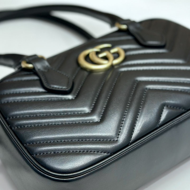 グッチ バッグ 未使用品 GUCCI GGマーモント スモールトップハンドルバッグ 795199 AABZB 1000 ブラック 一泊旅行 バッグ レディース 人気 - 画像 (5)