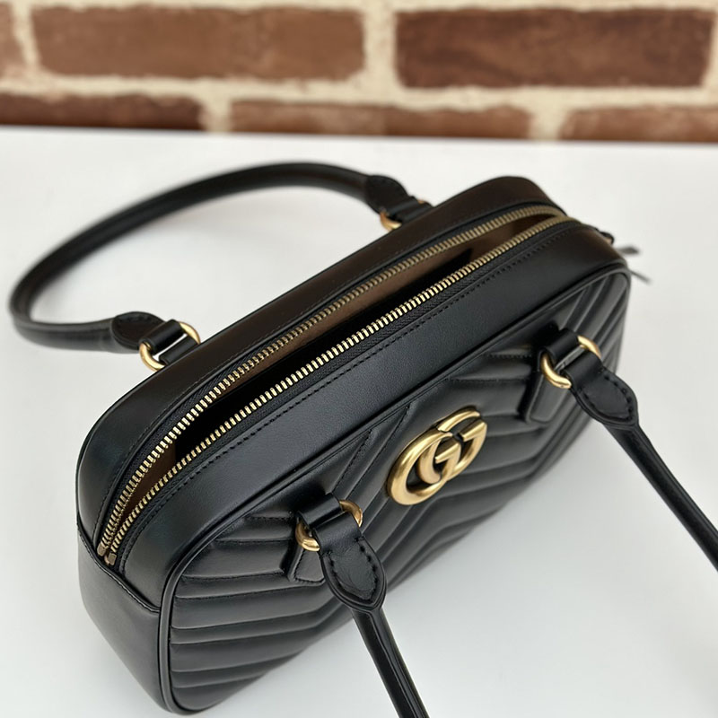 グッチ バッグ 未使用品 GUCCI GGマーモント スモールトップハンドルバッグ 795199 AABZB 1000 ブラック 一泊旅行 バッグ レディース 人気 - 画像 (3)