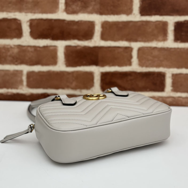 グッチ バッグ 未使用品 GUCCI GGマーモント スモールトップハンドルバッグ 795199 AABZB 1440 ライトグレー 一泊旅行 バッグ レディース 人気 - 画像 (7)