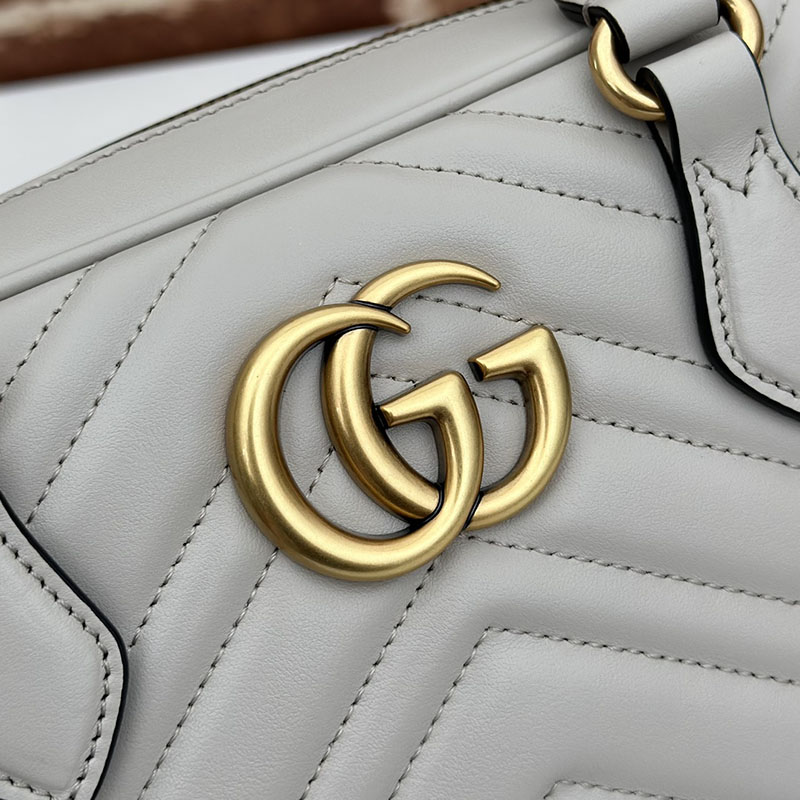 グッチ バッグ 未使用品 GUCCI GGマーモント スモールトップハンドルバッグ 795199 AABZB 1440 ライトグレー 一泊旅行 バッグ レディース 人気 - 画像 (6)