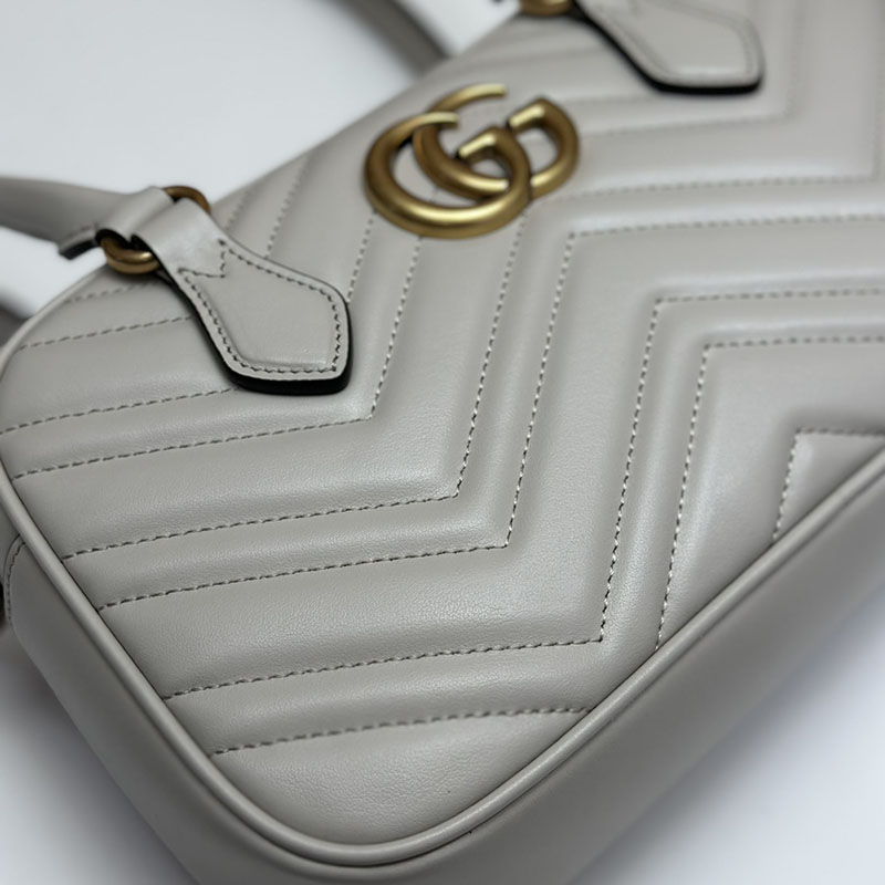 グッチ バッグ 未使用品 GUCCI GGマーモント スモールトップハンドルバッグ 795199 AABZB 1440 ライトグレー 一泊旅行 バッグ レディース 人気 - 画像 (5)