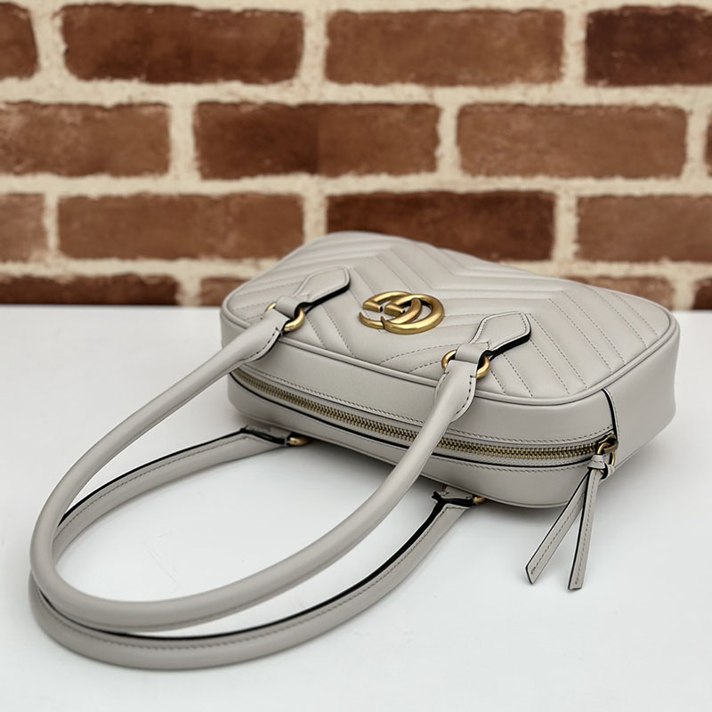 グッチ バッグ 未使用品 GUCCI GGマーモント スモールトップハンドルバッグ 795199 AABZB 1440 ライトグレー 一泊旅行 バッグ レディース 人気 - 画像 (4)
