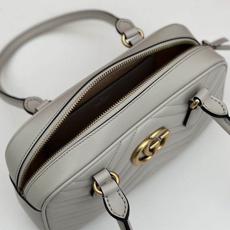 グッチ バッグ 未使用品 GUCCI GGマーモント スモールトップハンドルバッグ 795199 AABZB 1440 ライトグレー 一泊旅行 バッグ レディース 人気 - 画像 (3)