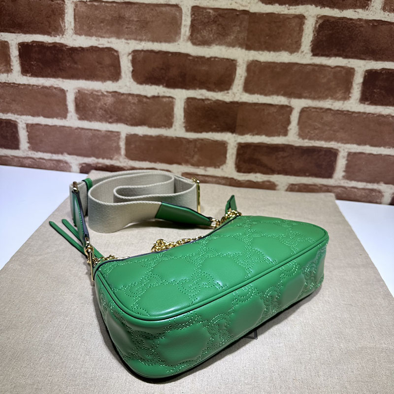 グッチ バッグ 未使用品 GUCCI レディース GGマトラッセ レザー ハンドバッグ 735049 UM8HG 3404 グリーン ハンドバッグ レディース 本革 - 画像 (7)