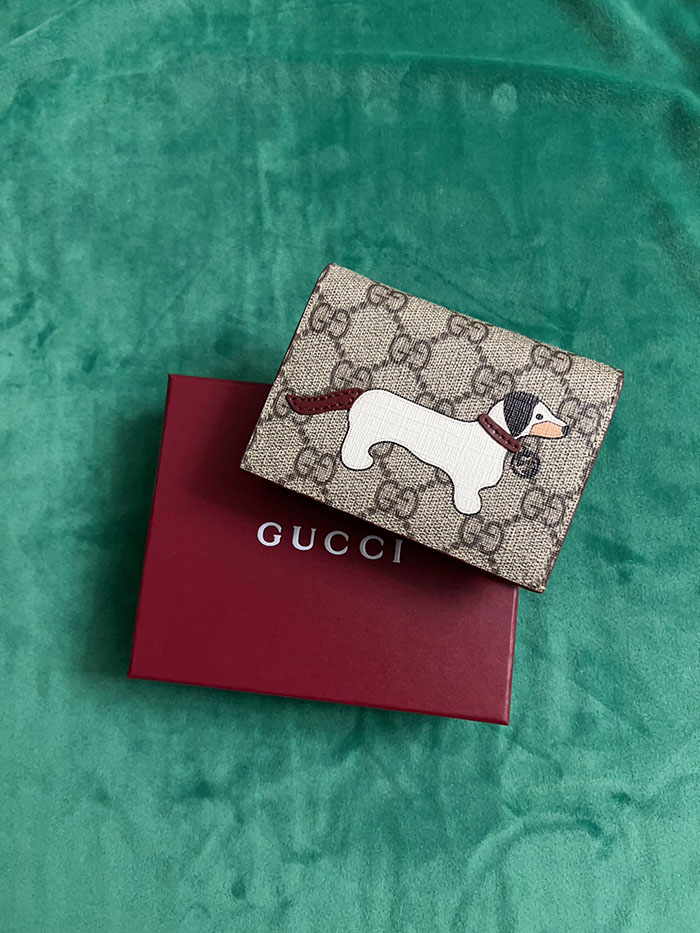 グッチ ドッグ ディテール GG ミニウォレット 818767 FAEEQ 8561 ベージュ&ダークブラウン グッチ 財布 二つ折り安い - 画像 (4)