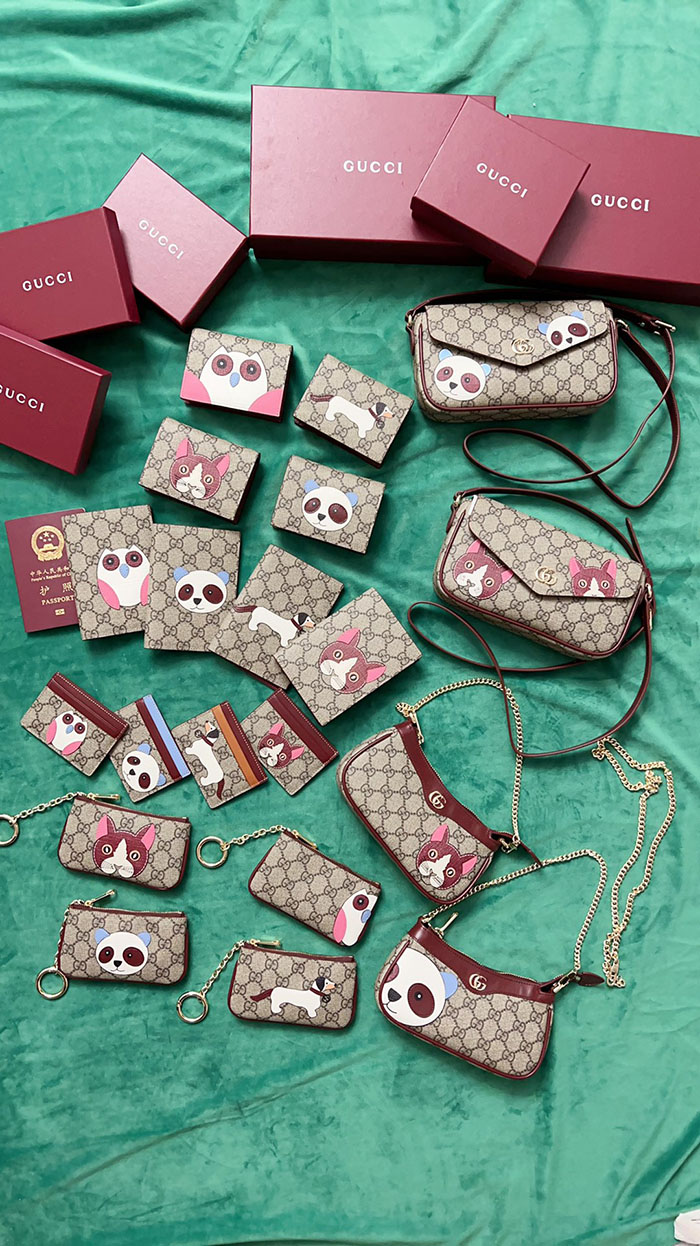 グッチ ドッグ ディテール GG ミニウォレット 818767 FAEEQ 8561 ベージュ&ダークブラウン グッチ 財布 二つ折り安い - 画像 (2)