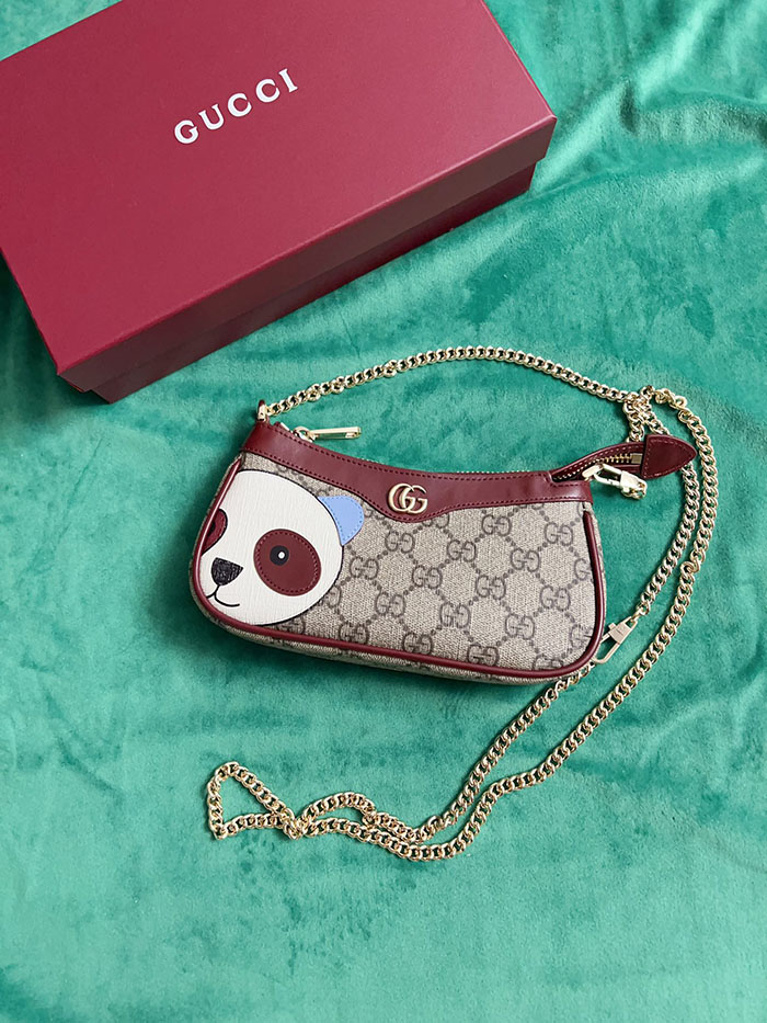 グッチ パンダ ディテール GG ミニバッグ 818763 FAEEO 8575 ベージュ&マルチカラー ゴールド金具 手提げバッグ 小さめおしゃれ - 画像 (5)