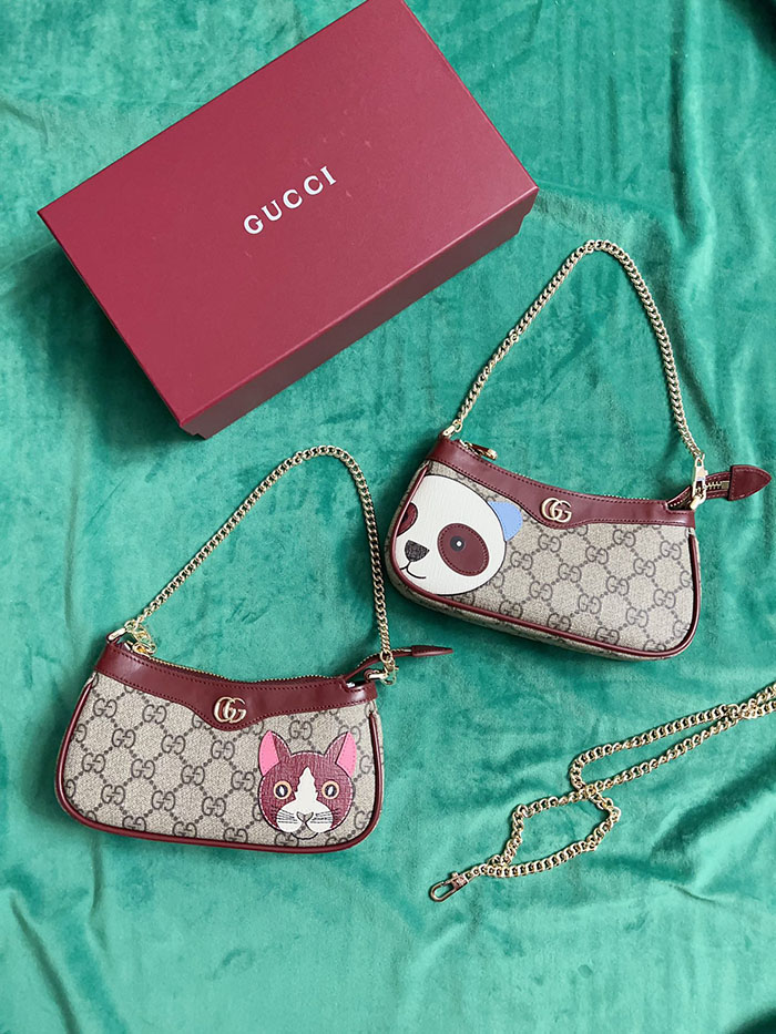 グッチ パンダ ディテール GG ミニバッグ 818763 FAEEO 8575 ベージュ&マルチカラー ゴールド金具 手提げバッグ 小さめおしゃれ - 画像 (3)