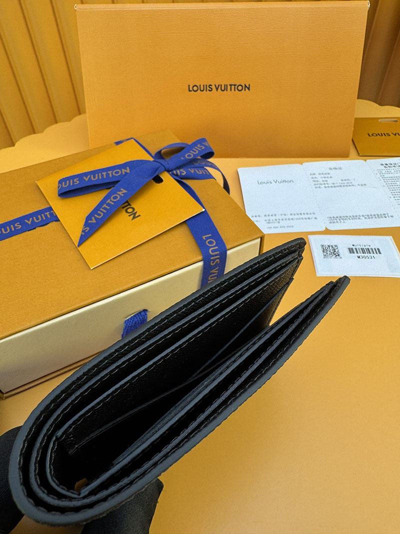 並行輸入品 ルイヴィトン ポルトフォイユ・ミュルティプル M30531 RFID タイガ・レザー ブラック 財布 メンズ 二つ折り 小銭入れあり - 画像 (5)