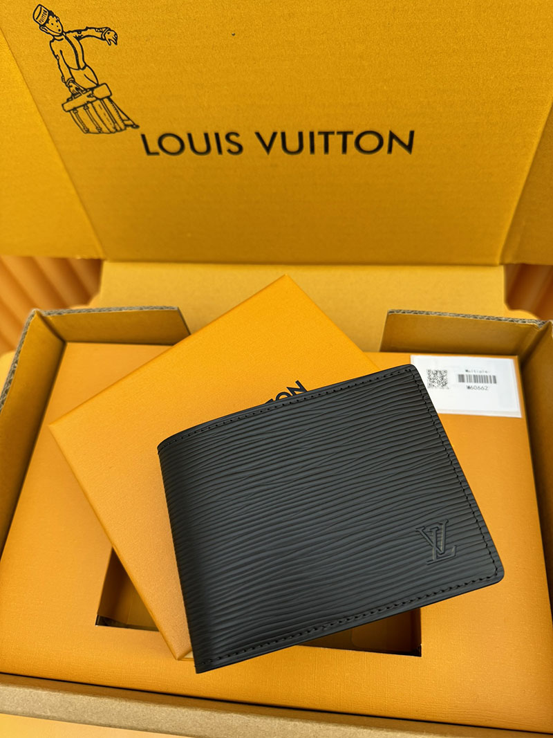 並行輸入品 ルイヴィトン ポルトフォイユ・ミュルティプル M60662 RFID タイガ・レザー ブラック 財布 メンズ 二つ折り 小銭入れあり - 画像 (6)
