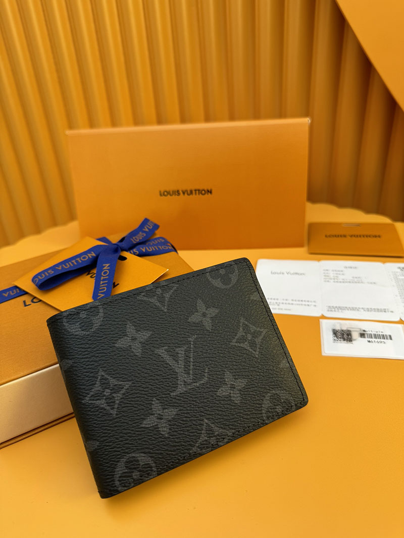 並行輸入品 ルイヴィトン ポルトフォイユ・ミュルティプル M61695 RFID モノグラム ブラック/グレー 財布 メンズ 二つ折り 小銭入れあり - 画像 (9)