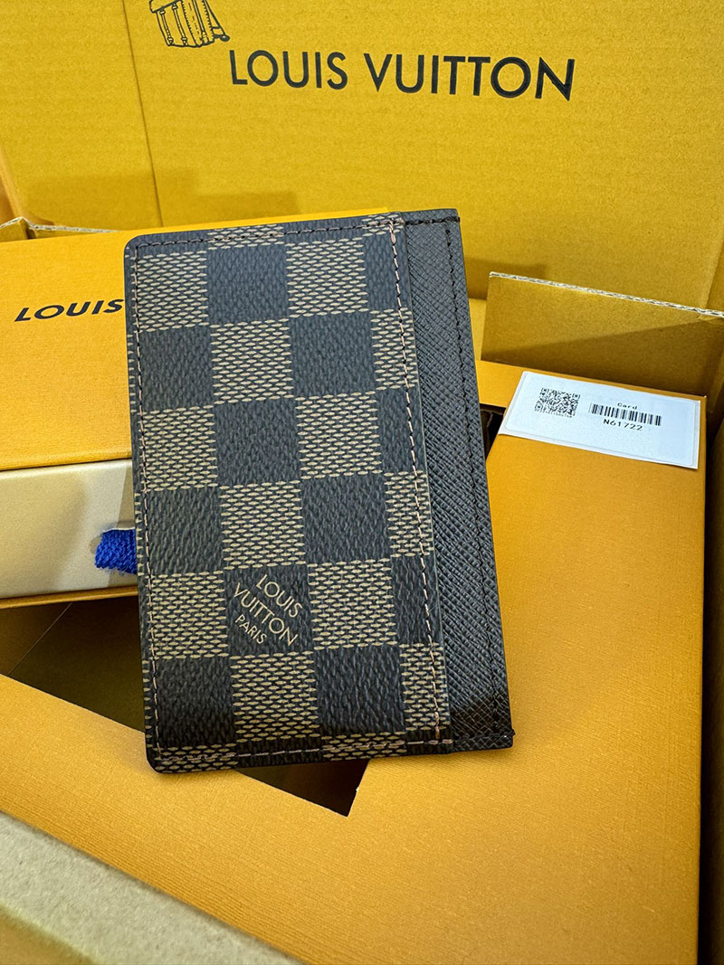 並行輸入品 ルイヴィトン カードケース ポルト カルト・サーンプル N61722 RFID ダミエ ブラウン lv カードケース 薄型 人気 - 画像 (4)