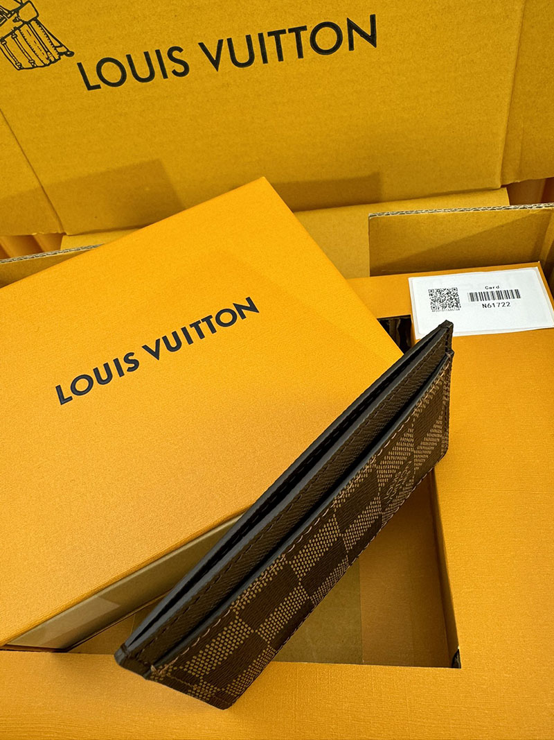 並行輸入品 ルイヴィトン カードケース ポルト カルト・サーンプル N61722 RFID ダミエ ブラウン lv カードケース 薄型 人気 - 画像 (2)