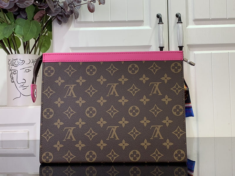 ルイヴィトン ポシェット・ヴォワヤージュ MM ポンディシェリ ピンク M12818 モノグラム シルバー金具 クラッチバッグ メンズ 人気 - 画像 (8)