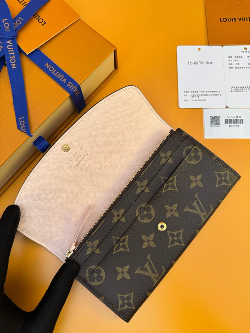 本革 ルイヴィトン ポルトフォイユ・エミリー M61289 RFID モノグラム ローズバレリーヌ ルイヴィトン 長財布 レディース 人気 - 画像 (8)