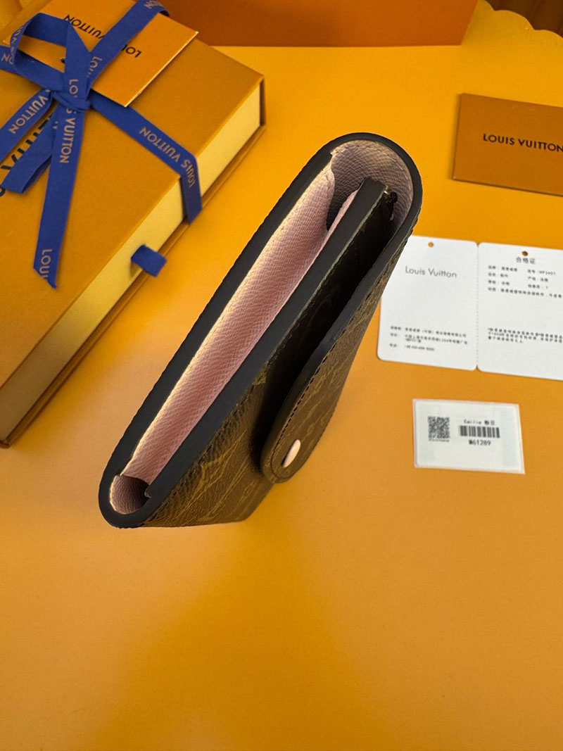 本革 ルイヴィトン ポルトフォイユ・エミリー M61289 RFID モノグラム ローズバレリーヌ ルイヴィトン 長財布 レディース 人気 - 画像 (4)