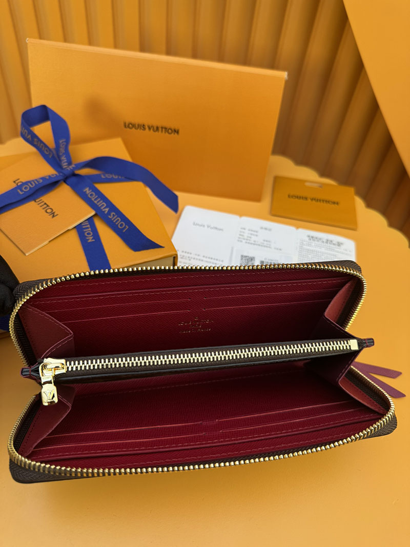 本革 ルイヴィトン ポルトフォイユ・クレマンス M60742 RFID モノグラム フューシャ ルイヴィトン モノグラム 長財布 - 画像 (5)