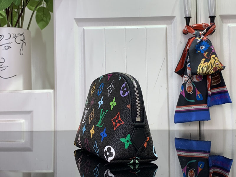 村上隆 ルイヴィトン LV × TM ポシェット・コスメティック PM マルチカラー 2517745 モノグラム ゴールド金具 ルイヴィトン 化粧ポーチ - 画像 (9)