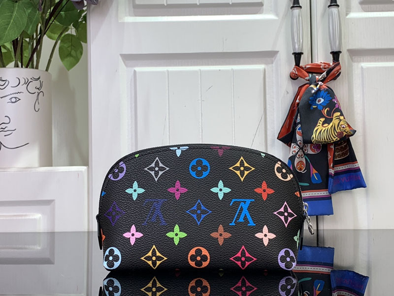 村上隆 ルイヴィトン LV × TM ポシェット・コスメティック PM マルチカラー 2517745 モノグラム ゴールド金具 ルイヴィトン 化粧ポーチ - 画像 (8)
