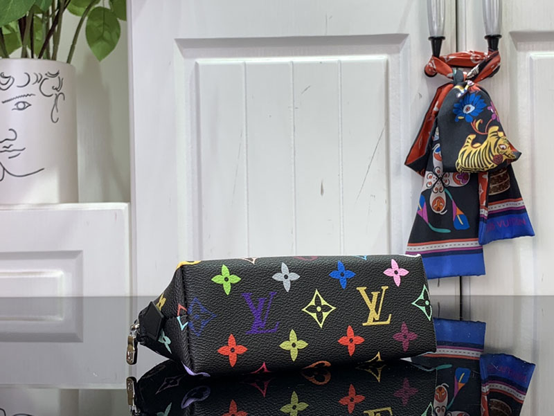 村上隆 ルイヴィトン LV × TM ポシェット・コスメティック PM マルチカラー 2517745 モノグラム ゴールド金具 ルイヴィトン 化粧ポーチ - 画像 (7)