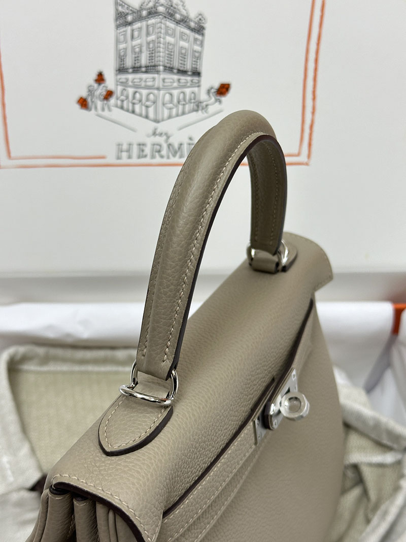人気色 H品 エルメス ケリー25 内縫い トゥルティールグレー トゴ シルバー金具 2517767 ケリー 外縫い 内縫い 人気 - 画像 (7)