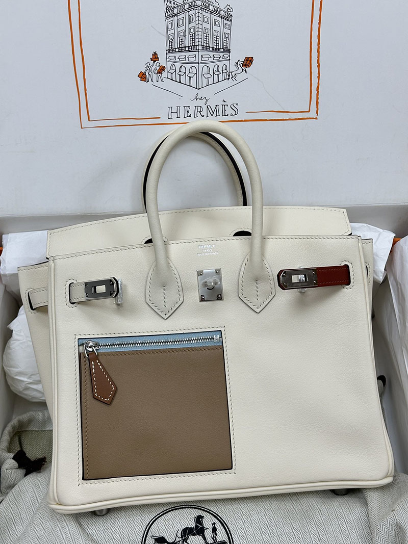 人気色 H品 エルメス バーキン25 カラーマティック ナタ×キュイーブル スイフト シルバー金具 2517789 バーキン カラーマティック 定価 - 画像 (4)