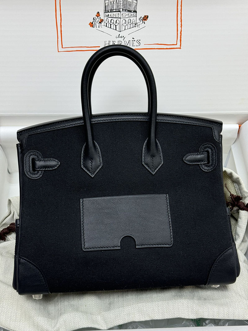 人気色 H品 エルメス バーキン25 カーゴ 黒 ブラック トワルゴエラン×スイフト シルバー金具 2517803 バーキンカーゴ 定価 - 画像 (9)